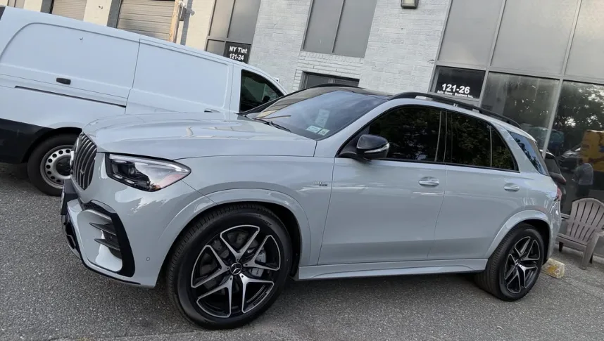 White Mercedes-AMG GLE with freshly installed window tint at NY Window Tinting